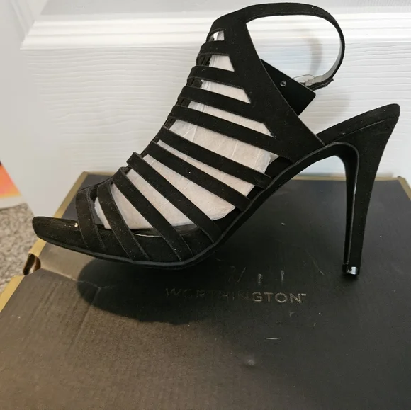 Black Worthington brand open toe high heel 👠 - Picture 7 of 8
